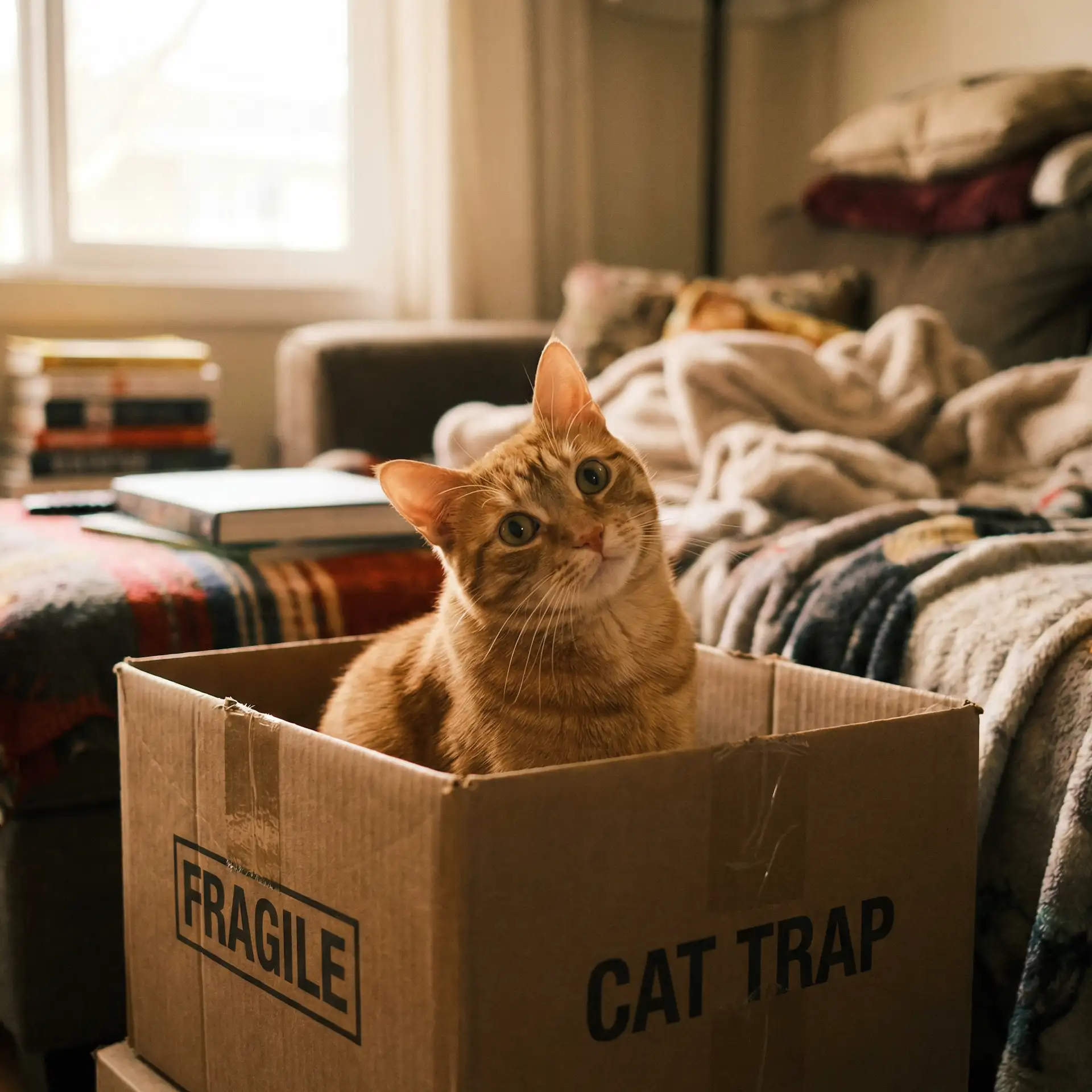 橘猫躲在纸箱里 - 快乐到死快播
