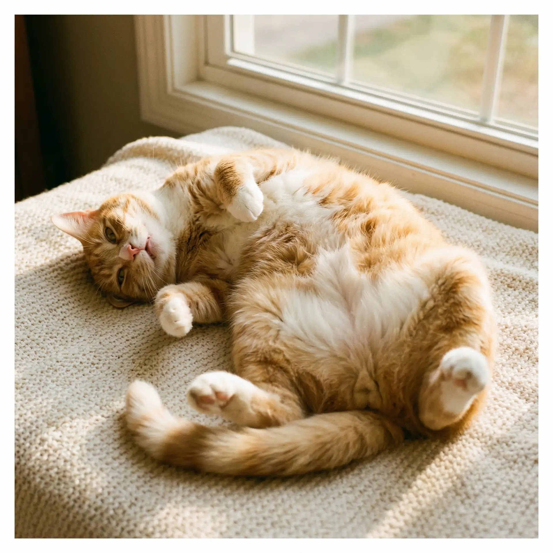 猫咪仰躺露出肚皮 - 快乐到死快播